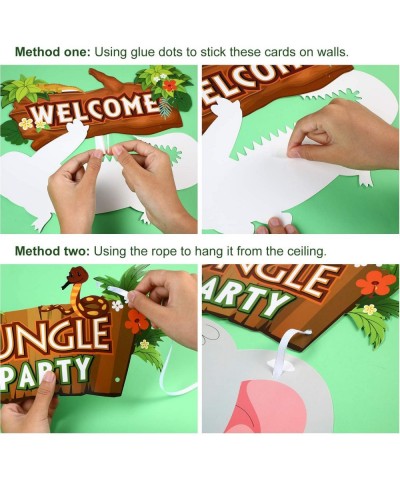 Jungle Animal Themed Party Decorations- Jungle Animal Cutouts Banner- Jungle Animals Theme Party Door Signs for Baby Shower F...