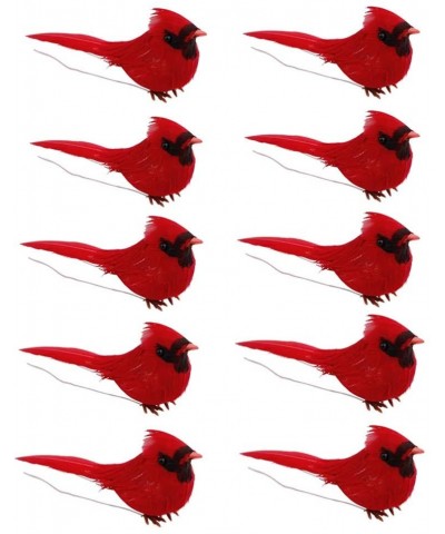 10Pcs Red Cardinals Ornaments- Lifelike Lovely Cardinal Clip On Christmas Tree Ornament Door Festival Decorations with Clips ...