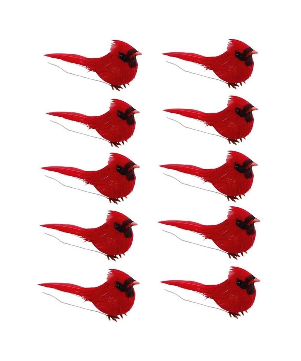 10Pcs Red Cardinals Ornaments- Lifelike Lovely Cardinal Clip On Christmas Tree Ornament Door Festival Decorations with Clips ...