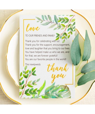 Wedding Thank You Place Setting Cards- Greenery with Foil Gold- Chic and Elegant Wedding Table Centerpieces and Wedding Decor...