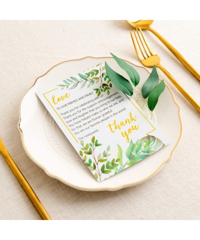 Wedding Thank You Place Setting Cards- Greenery with Foil Gold- Chic and Elegant Wedding Table Centerpieces and Wedding Decor...