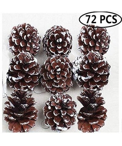 Christmas Hanging Ornaments- 72 Pack Natural Pinecone Pendant Set Wood Frosted Pine Cone Ornaments for Xmas Tree Garden Home ...