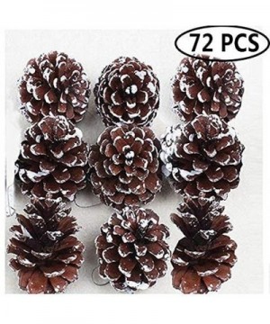 Christmas Hanging Ornaments- 72 Pack Natural Pinecone Pendant Set Wood Frosted Pine Cone Ornaments for Xmas Tree Garden Home ...