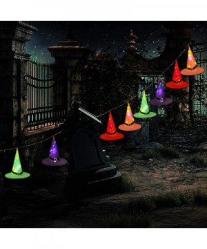 Halloween Decorations Witch Hat String Lights Battery Operated with Remote Control- Waterproof 8Pcs Hanging Lighted with 8 Li...