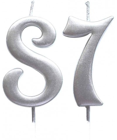 Silver 87th Birthday Numeral Candle- Number 87 Cake Topper Candles Party Decoration for Women or Men - CW18TYER8SQ $6.32 Cake...