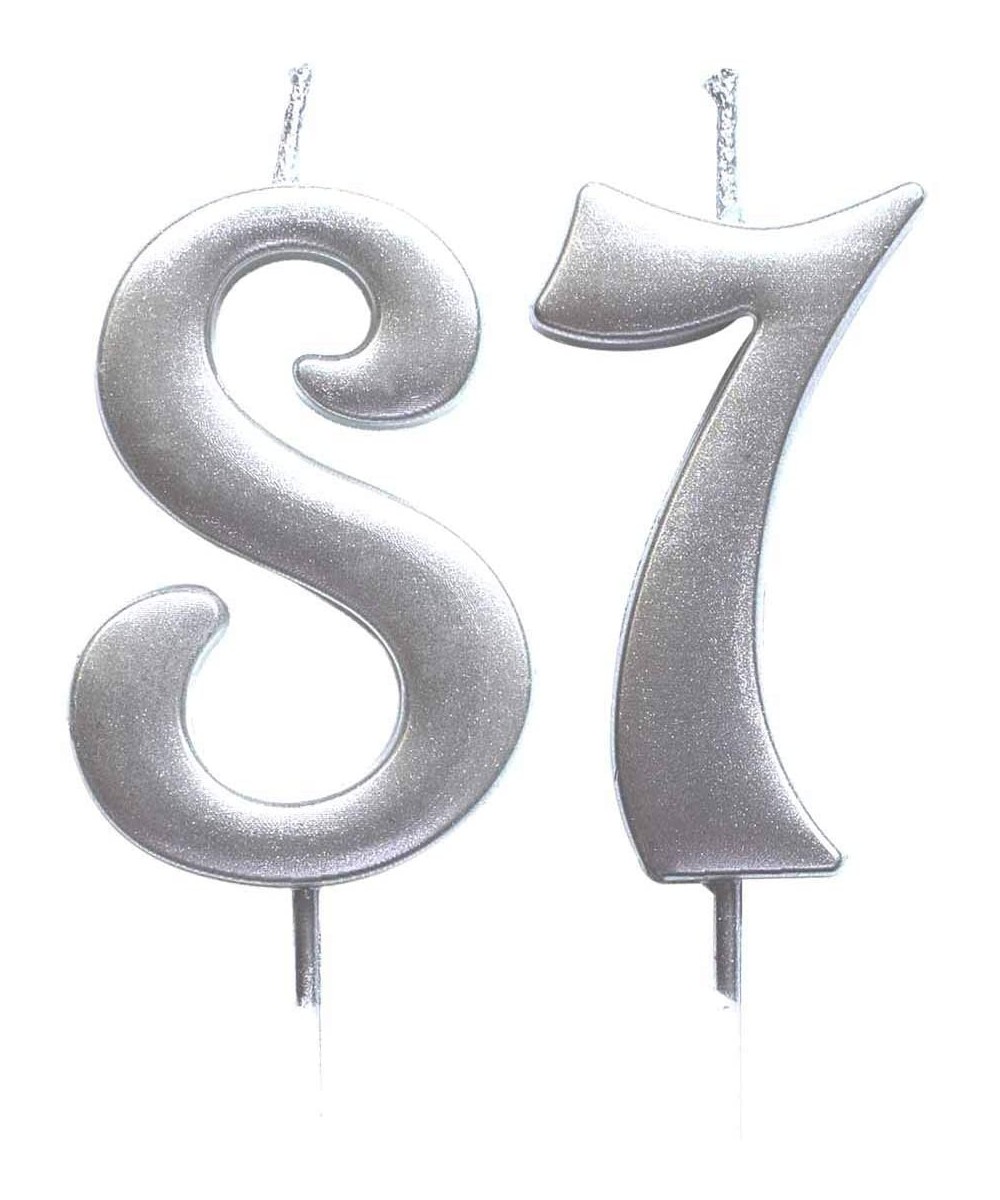 Silver 87th Birthday Numeral Candle- Number 87 Cake Topper Candles Party Decoration for Women or Men - CW18TYER8SQ $6.32 Cake...