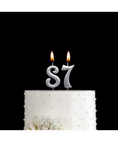 Silver 87th Birthday Numeral Candle- Number 87 Cake Topper Candles Party Decoration for Women or Men - CW18TYER8SQ $6.32 Cake...