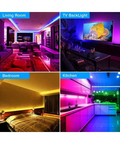 LED Strip Lights- 32.8ft IP65 Waterproof Music Sync Color Changing Lights with 44 Keys Remote- SMD5050 600 led Lights for TV-...