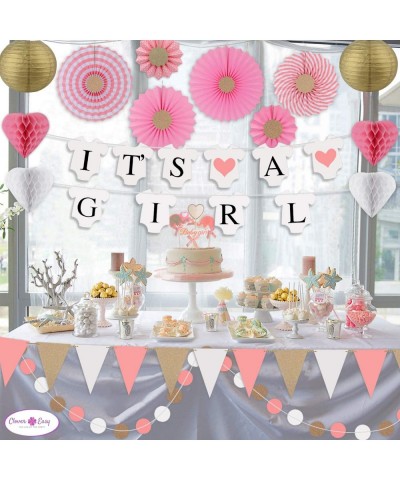 Baby Shower Decorations for Girl - with Its a Girl Banner / Baby Shower Garland / Paper Fans Decorations / Party Paper Lanter...