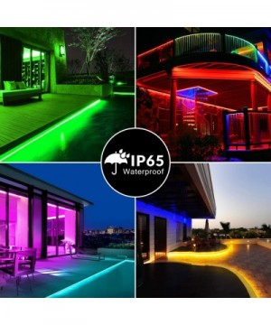 LED Strip Lights- 32.8ft IP65 Waterproof Music Sync Color Changing Lights with 44 Keys Remote- SMD5050 600 led Lights for TV-...