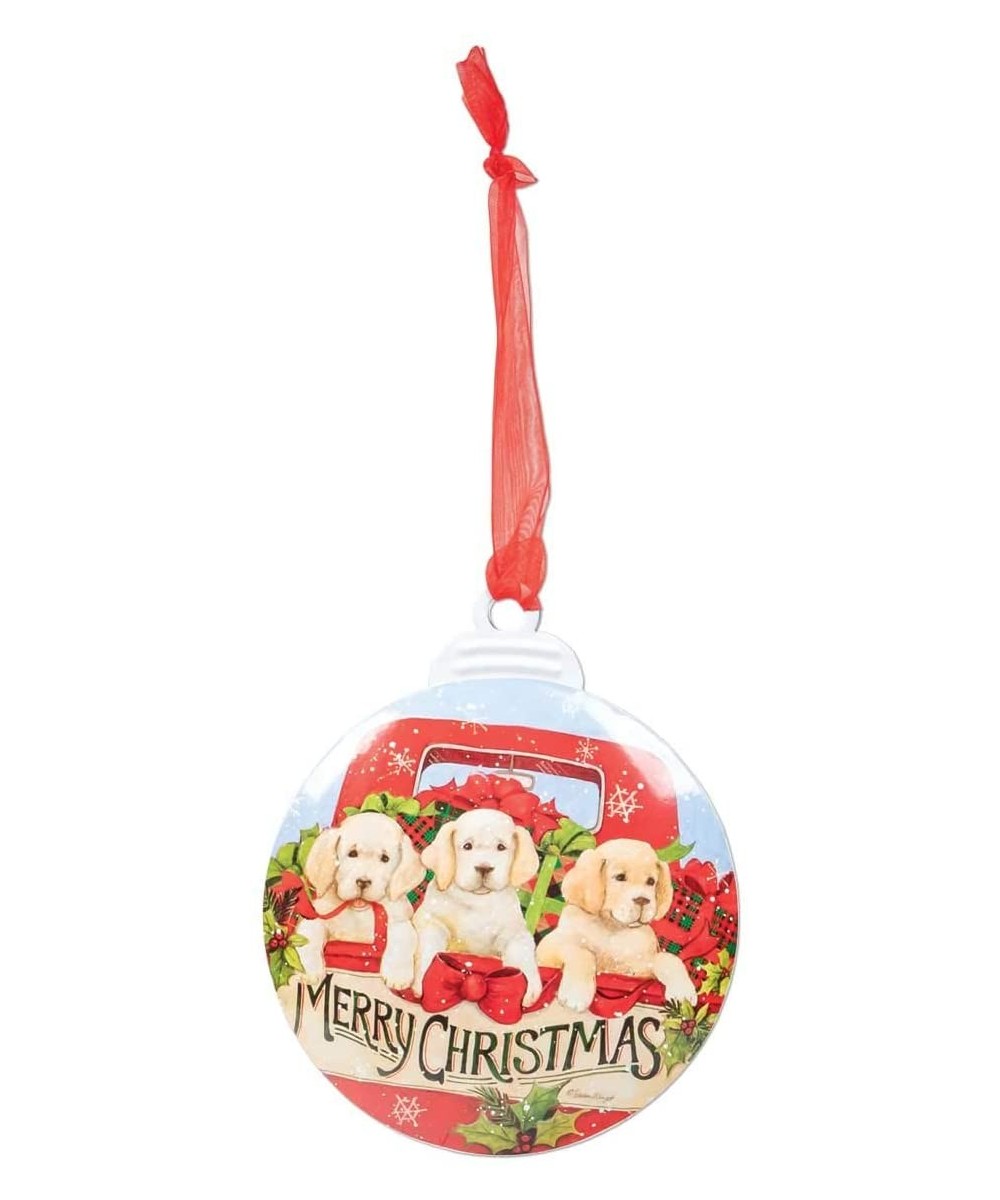 Hand-Drawn Metal Christmas Ornament- 4.25-Inches- Puppies - Puppies - C518Q0W5EMD $5.73 Ornaments