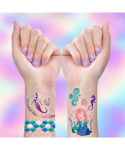 Mermaid Party Supplies Mermaid Tattoos For Kids-Mermaid Birthday Party Favors-4 Sheet Glitter More Than 32 Styles Mermaid Tai...