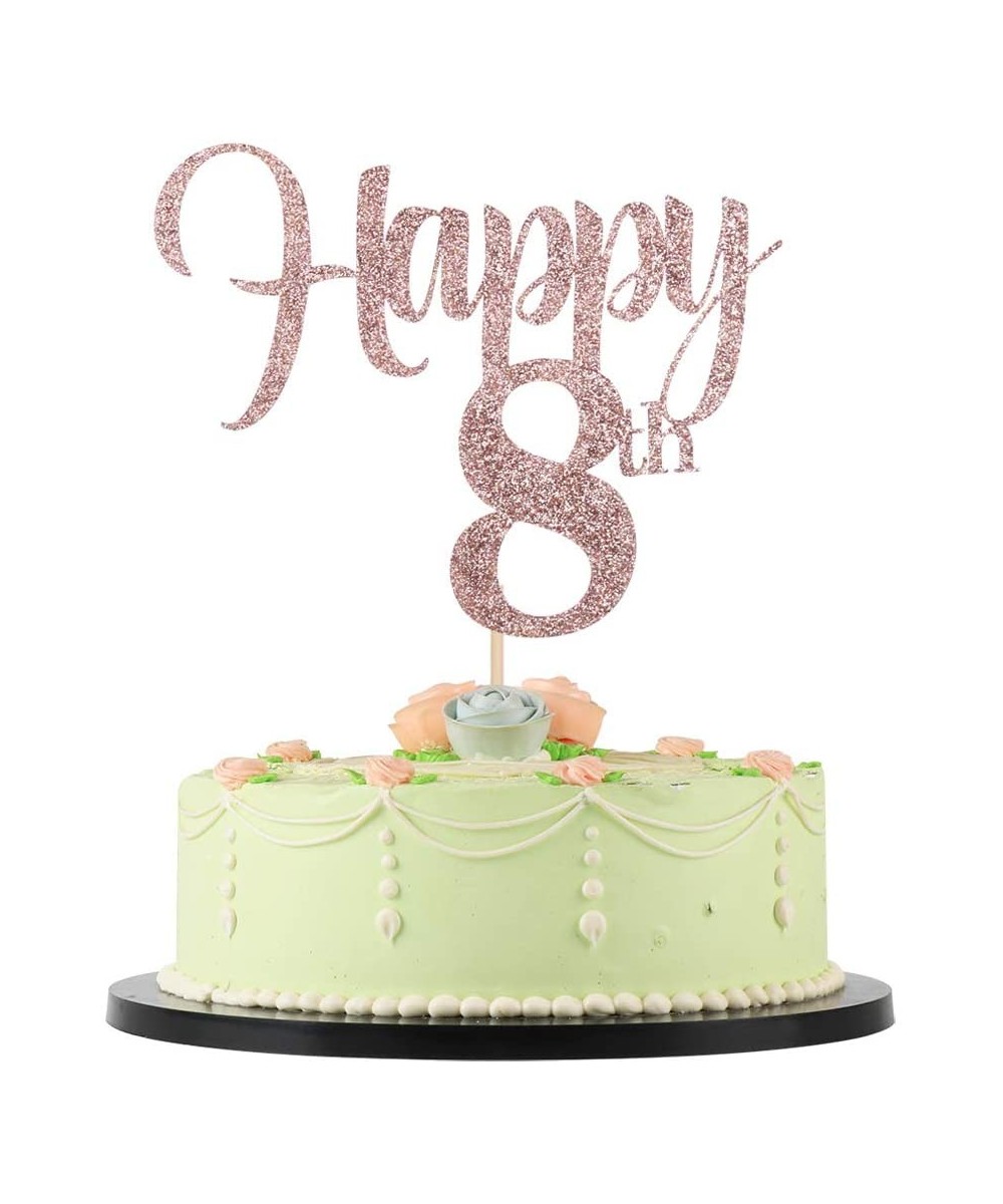 Flash Rose Gold Birthday Wedding Anniversary Special Holiday Anniversary Cake Topper Happy 8th Cake Topper (8) - CW193WC5E2T ...