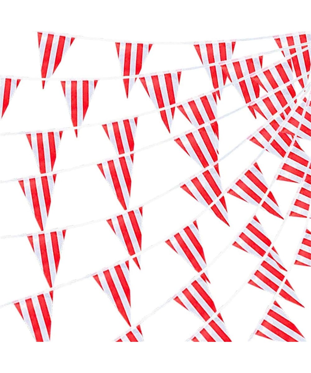 170ft 120pcs Red and White Striped Pennant Banner Flags String Triangle Bunting Flags- Party Decorations Supplies for Carniva...