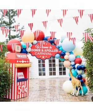 170ft 120pcs Red and White Striped Pennant Banner Flags String Triangle Bunting Flags- Party Decorations Supplies for Carniva...