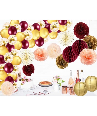 Burgundy Gold Party Decorations for Women Peach Gold Arch Ballons Garland for Women's 18th/20th/30th/40th/50th/60th Fall Birt...