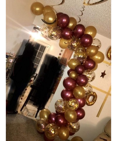 Burgundy Gold Party Decorations for Women Peach Gold Arch Ballons Garland for Women's 18th/20th/30th/40th/50th/60th Fall Birt...