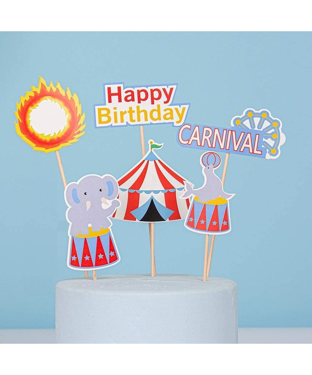DIY Happy Birthday Circus Carnival Theme Cake Decoration Set For Kids Party Decoration Clown Elephant Lion Balloon Props - CE...
