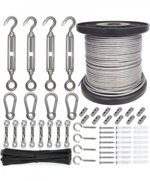 String Light Hanging Kit Guide Wire for Outdoor String Lights -Vinyl Coated Wire Rope Wire Cable Outdoor Light Guide Wire-Inc...