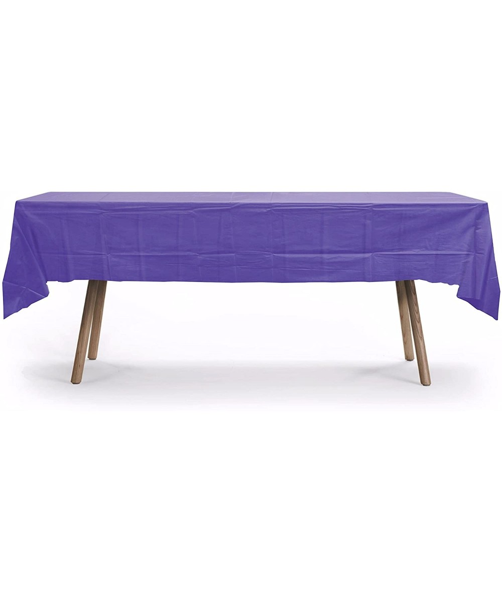 6 Pack- 54" x 108" Rectangular Plastic Table Cover- Plastic Table Cloth Reusable (PEVA) (Purple) - Purple - CY12HTXS2NT $12.8...