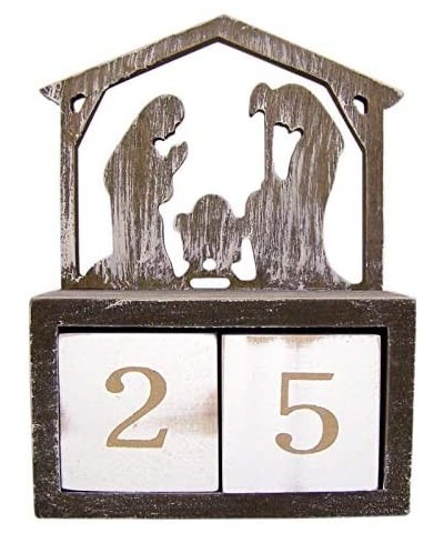 Wooden Nativity Scene Christmas Countdown Calendar Blocks- 6 3/4 Inch - CN18WXYRNYK $10.53 Advent Calendars