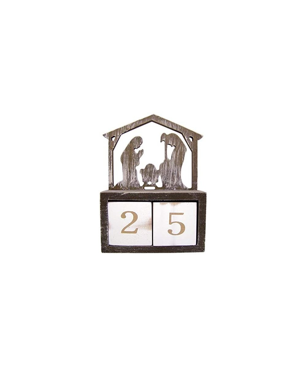 Wooden Nativity Scene Christmas Countdown Calendar Blocks- 6 3/4 Inch - CN18WXYRNYK $10.53 Advent Calendars