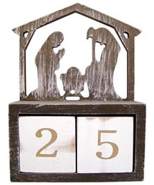 Wooden Nativity Scene Christmas Countdown Calendar Blocks- 6 3/4 Inch - CN18WXYRNYK $10.53 Advent Calendars