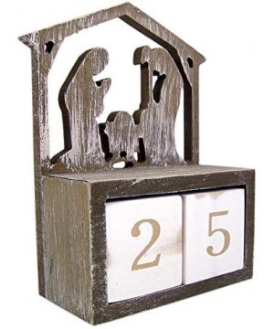Wooden Nativity Scene Christmas Countdown Calendar Blocks- 6 3/4 Inch - CN18WXYRNYK $10.53 Advent Calendars