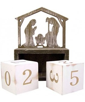 Wooden Nativity Scene Christmas Countdown Calendar Blocks- 6 3/4 Inch - CN18WXYRNYK $10.53 Advent Calendars