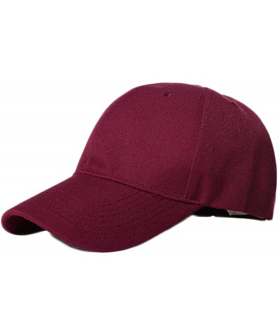 Solid Color Baseball Cap Men Women Classic Polo Cotton Adjustable Low Profile Hat Plain Blank Dad Cap - Wine Red - CX194EARY7...