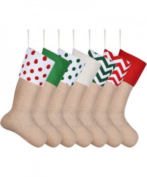 Burlap Christmas Stockings Xmas Fireplace Hanging Stockings Decoration Stockings for Christmas Decoration DIY Craft (Color Se...
