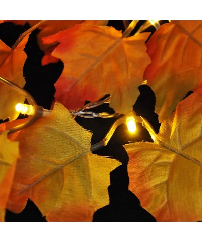 14.7 ft Maple Leaves String Light (2 Pack)- Lighted Fall Garland with 40 LED Warm White Lights & 8 Blinking Modes- Fall Leave...