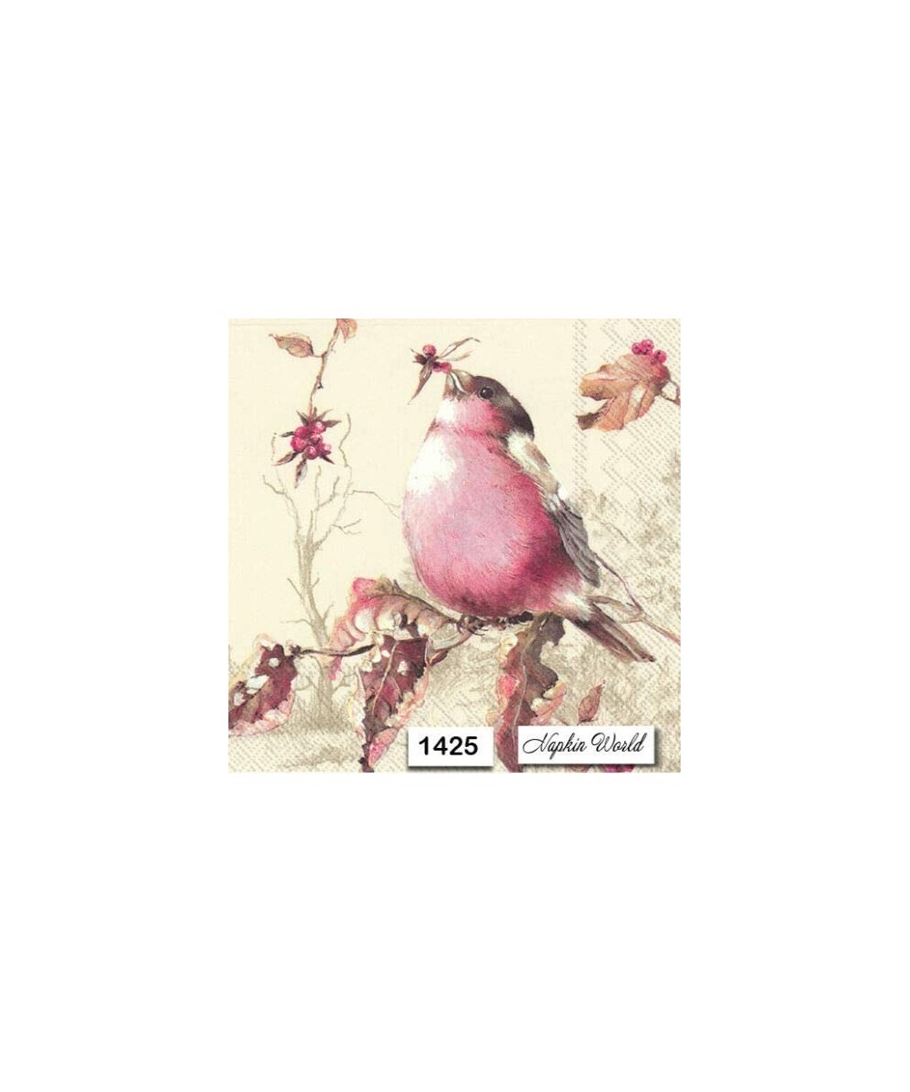 Two Individual Paper Luncheon Decoupage Napkins - Bird Autumn Berries - C518XRXIIZG $6.29 Tableware