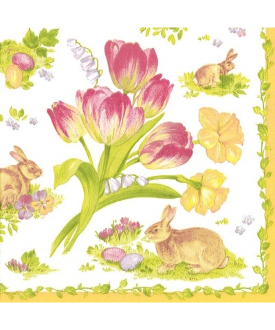 Rabbits and Easter Bouquet Cocktail Napkins- 20 Pack - CT11Q3DPXDJ $6.30 Tableware