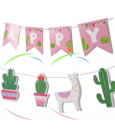 Llama Cactus Happy Birthday Banner Garland Decoration Set of 2 for Baby Shower Cino De Mayo Mexican Fiesta Centerpieces Party...
