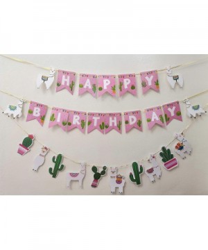 Llama Cactus Happy Birthday Banner Garland Decoration Set of 2 for Baby Shower Cino De Mayo Mexican Fiesta Centerpieces Party...