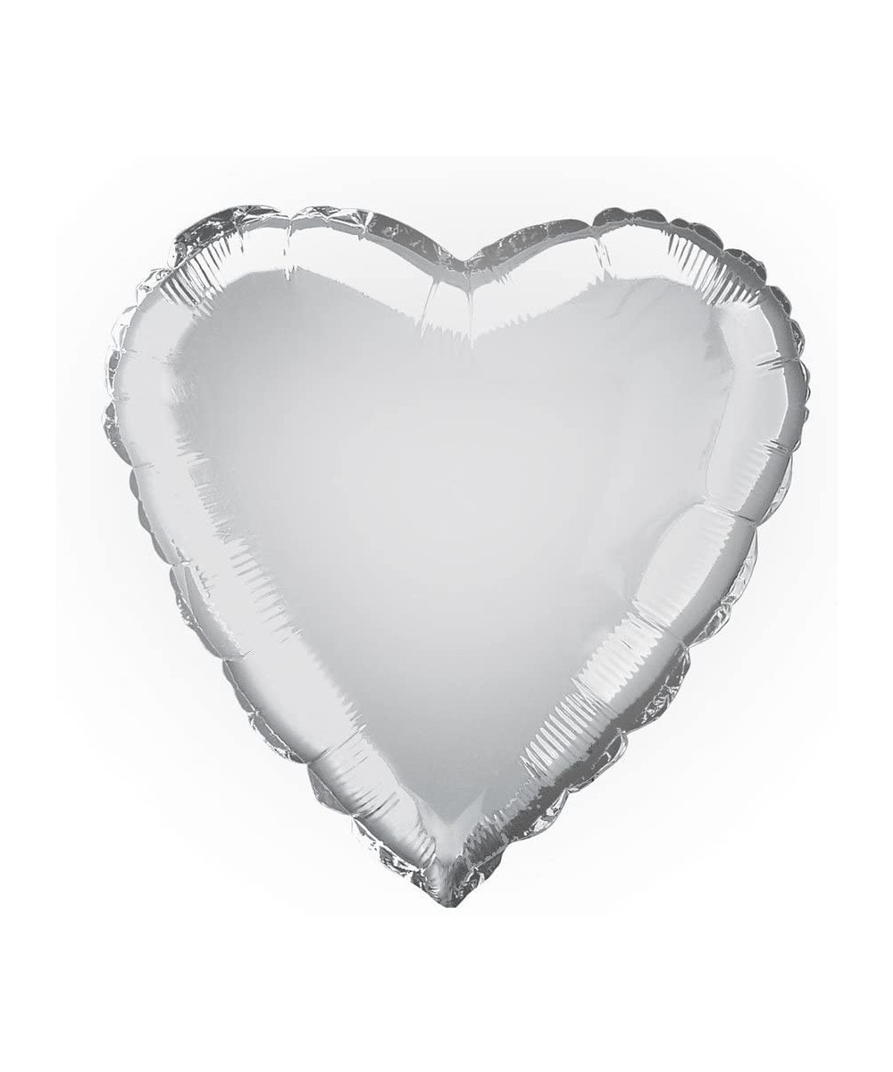 18" Foil Silver Heart Balloon - Silver - C51127M3M15 $5.62 Balloons