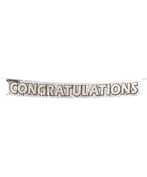 Metallic Congratulations Fringe Banner Party Supplies- Silver/Gold/White/Black - CL11HJ2JS1V $4.34 Banners & Garlands