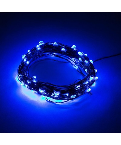 Blue Battery Operated Fairy Lights - 16.5 Foot 50 Blue LED Fairy Lights on Copper Wire - Waterproof for Indoor and Outdoor Us...