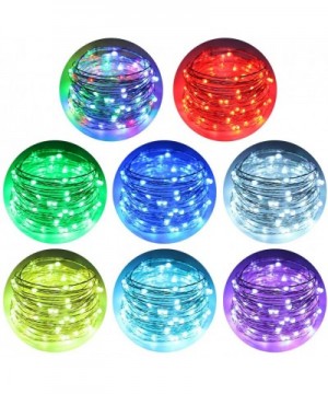 64 Modes 7 Colors + Multicolor LED String Lights- Plug in RF Remote 33 FT 100 Upgraded RGB LEDs Color Changing Silver Copper ...