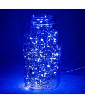 Blue Battery Operated Fairy Lights - 16.5 Foot 50 Blue LED Fairy Lights on Copper Wire - Waterproof for Indoor and Outdoor Us...