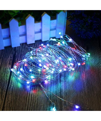 64 Modes 7 Colors + Multicolor LED String Lights- Plug in RF Remote 33 FT 100 Upgraded RGB LEDs Color Changing Silver Copper ...