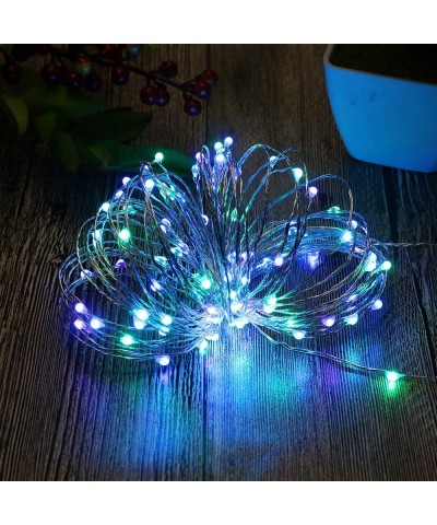 64 Modes 7 Colors + Multicolor LED String Lights- Plug in RF Remote 33 FT 100 Upgraded RGB LEDs Color Changing Silver Copper ...