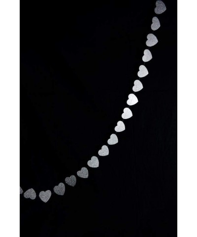 Silver Glitter Heart Shaped Paper Garland Banner (10FT) - Silver Glitter Heart - C6129IB8325 $6.26 Banners & Garlands
