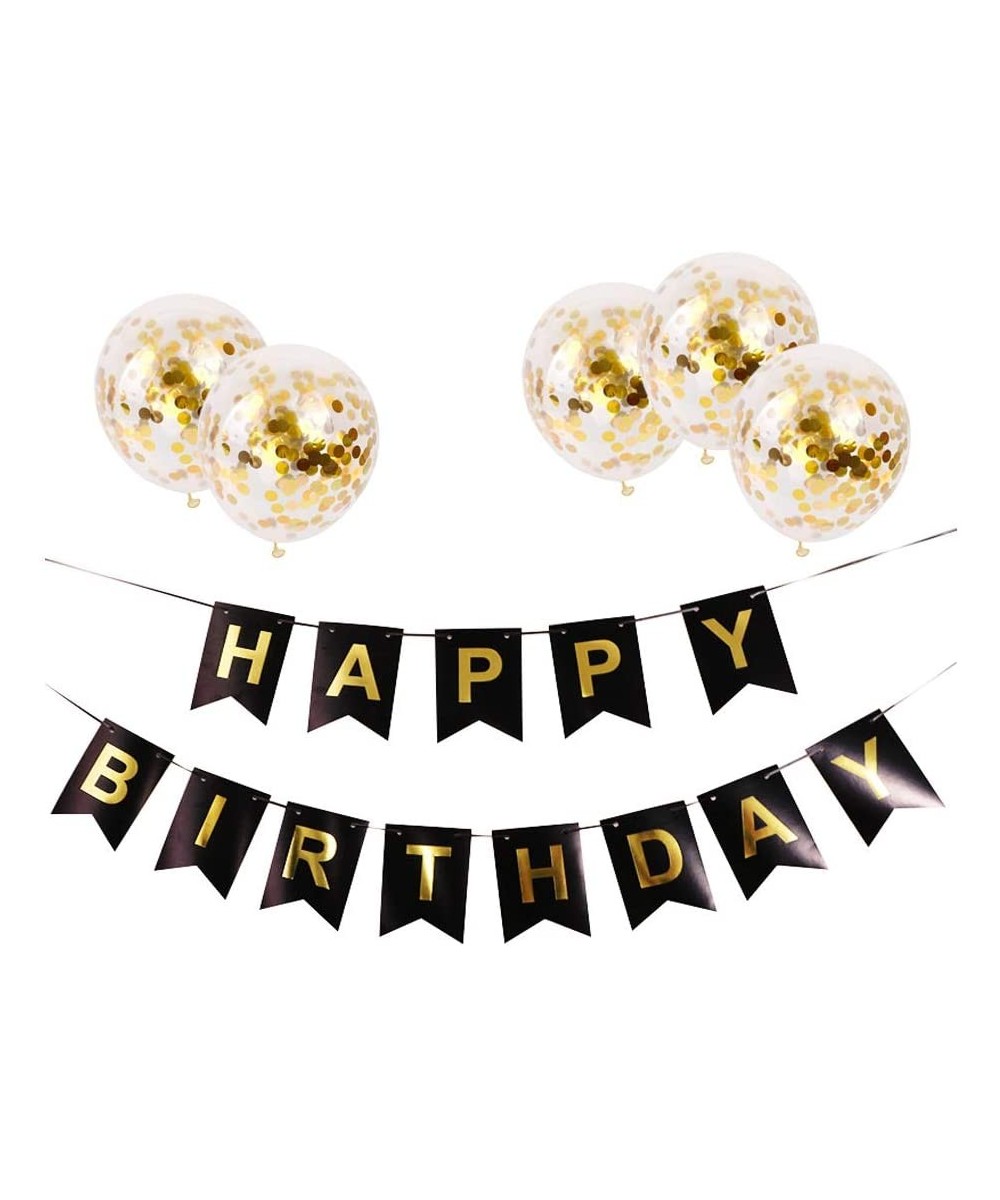 Birthday Decoration- Golden Happy Birthday Party Decoration Supplies Happy Birthday Bunting Banner Tissue Paper- Golden Ballo...