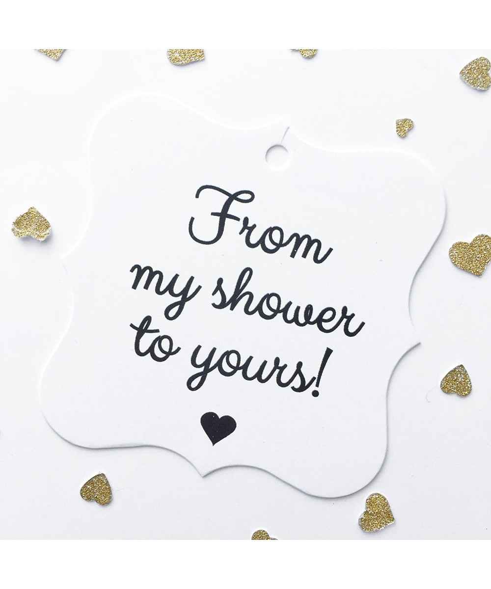 24 - Black and White Bridal Shower or Baby Shower Favor Hang Tags- From My Shower To Yours (FS-67-BK) - My - Black - CS17AZEQ...