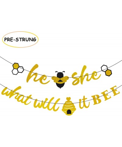 He or She What Will It Bee Banner Gender Reveal Garland with Bee and Beehive Baby Shower Glitter Party Favor Supplies Decorat...