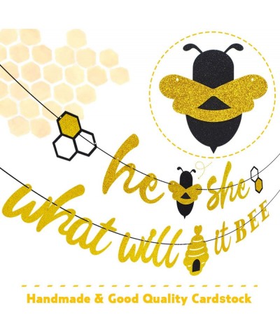 He or She What Will It Bee Banner Gender Reveal Garland with Bee and Beehive Baby Shower Glitter Party Favor Supplies Decorat...