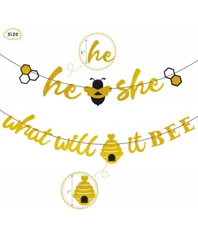 He or She What Will It Bee Banner Gender Reveal Garland with Bee and Beehive Baby Shower Glitter Party Favor Supplies Decorat...