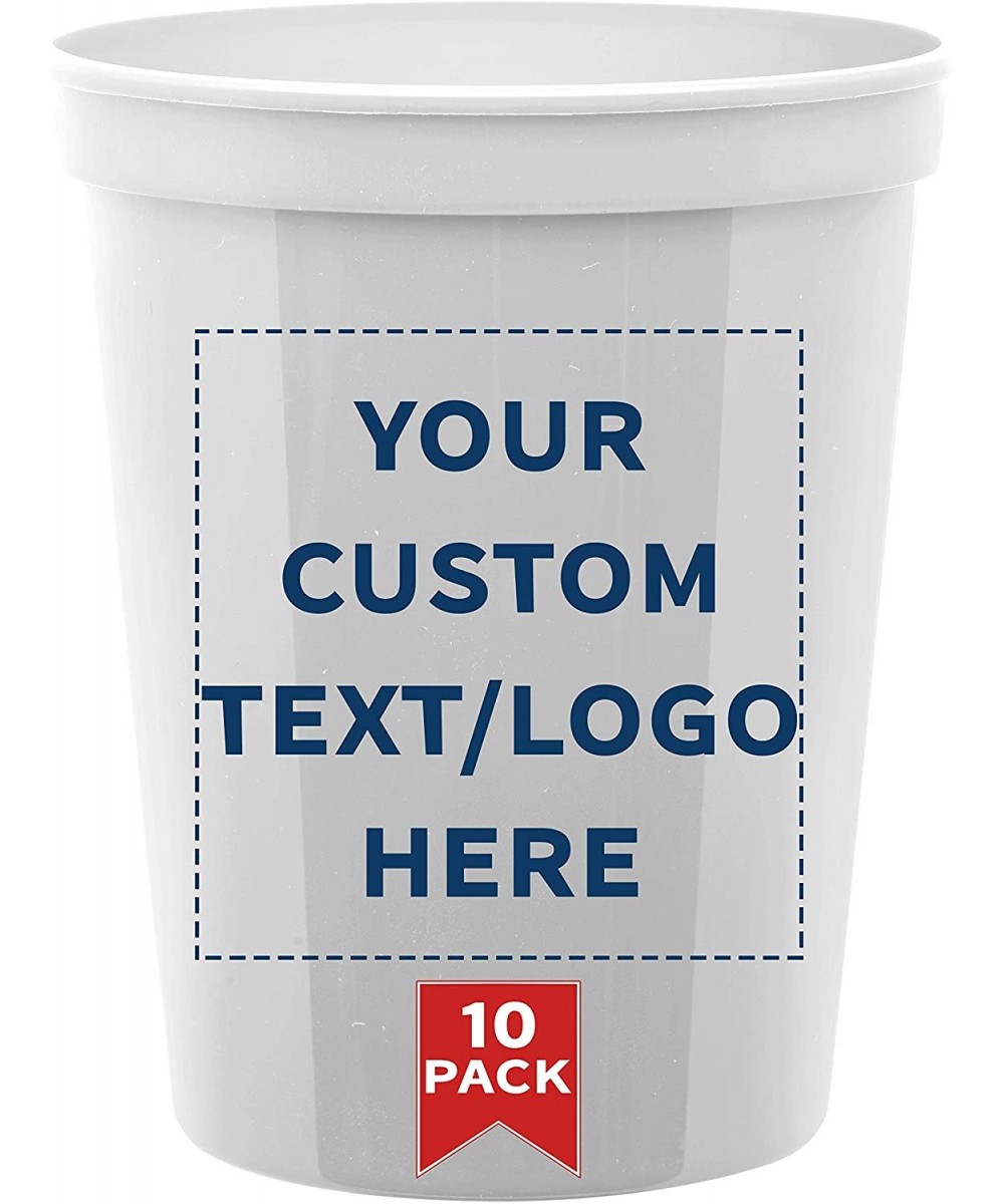 Plastic Cups - Stadium Drinking Disposable Beer Pong Party Cup - 16 oz - 10 pack - Customizable Text- Logo -Great for Kids an...